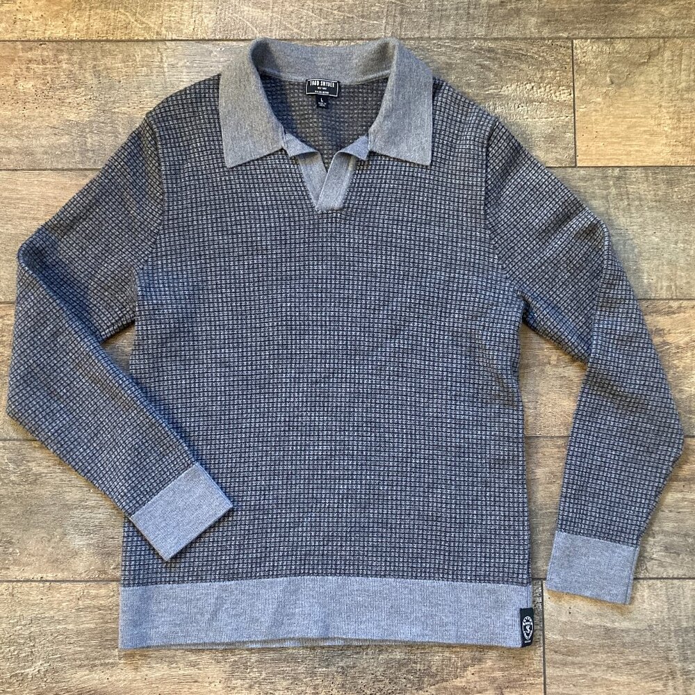 Todd Snyder Men's 100% Wool Basketweave Montauk Sweater Polo